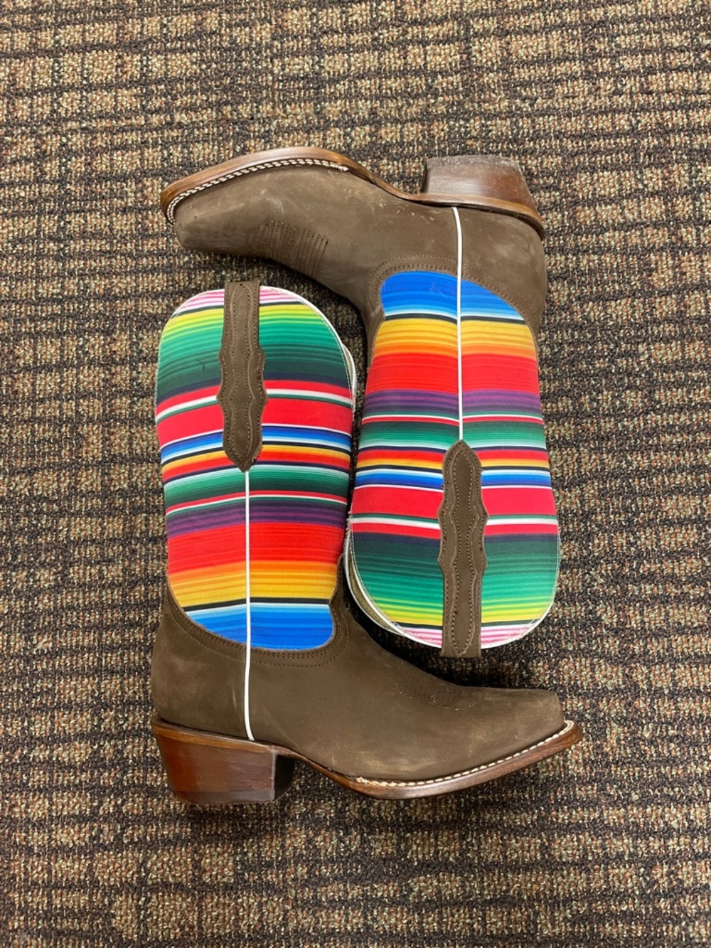 El General Cowboy Boots with Multicolor Serape Shaft Made in Mexico Wms 8- EUC! - Picture 4 of 11